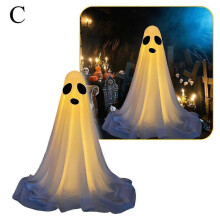 (C) Festival Lighted Ghost Sculpture Light Up Ghost Decor Garden Patio Yard Decor