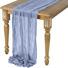 Chemin de table en gaze transparente, style bohème élégant, orné de délicates découpes. Design pliable. Tissu résistant aux taches, idéal