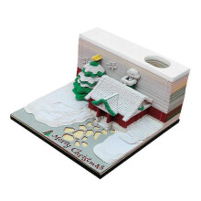 Merry Festival 3D Model Notepad Paper Cube Sculpture 3D Memo Pad Color Sticky