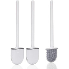 (2 pieces) Silicone Toilet Brush, Toilet Brush, Silicone Toilet Brush and Holders with Soft Bristles and Non-Slip Handle Silicone Toilet Brush Quick C