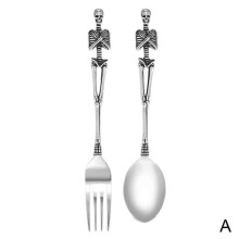 (Fork and spoon) Cutlery Fork Spoon Mermaid Skull Stainless Steel Festival Tableware