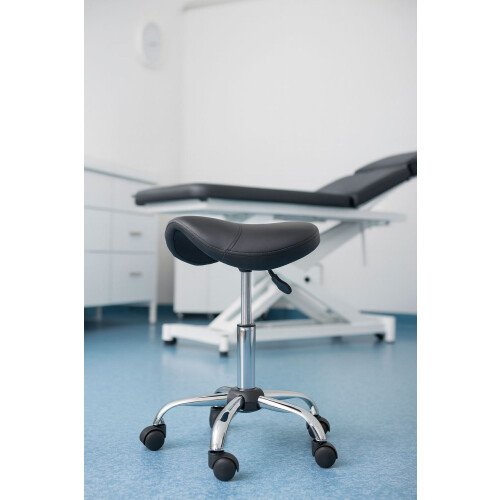 Adjustable Swivel Saddle Stool - Black, Medical Use 2