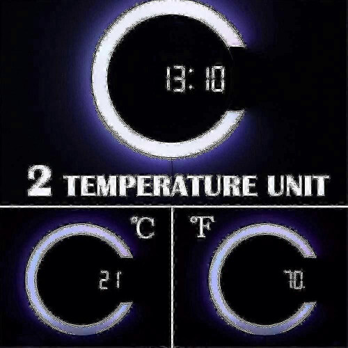 Led Wall Clock, Creative Remote Control, Digital Clock, Hollow Mirror, Temperature Alarm, 7 Colors C 2