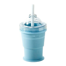 Ice Ball Maker With Leak Proof Silicone Cup And Straw For-Blue