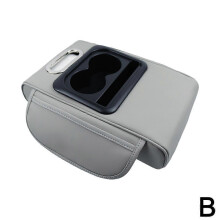 (Grey) Car Center Console Armrest Pillow Auto Armrest Box Cushion Pad with Cup Holder