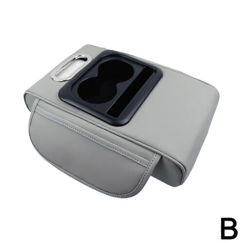 (Grey) Car Center Console Armrest Pillow Auto Armrest Box Cushion Pad with Cup Holder