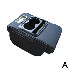 (Black) Car Center Console Armrest Pillow Auto Armrest Box Cushion Pad with Cup Holder
