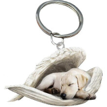 (labrador retriever) 2pcs Angel Sleeping Dog Acrylic Keychains Pendants Home Decoration Ornaments Stationery Gifts Y
