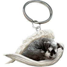 (SCHNAUZER) 2pcs Angel Sleeping Dog Acrylic Keychains Pendants Home Decoration Ornaments Stationery Gifts Y