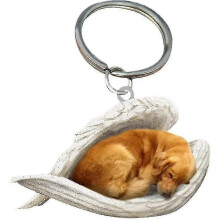 (golden retriever) 2pcs Angel Sleeping Dog Acrylic Keychains Pendants Home Decoration Ornaments Stationery Gifts Y