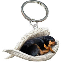 (Rottweiler) 2pcs Angel Sleeping Dog Acrylic Keychains Pendants Home Decoration Ornaments Stationery Gifts Y
