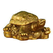 Turtles Figurines Tortoises on Chinese Coin Statue-6.4cm