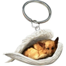 (German Shepherd) 2pcs Angel Sleeping Dog Acrylic Keychains Pendants Home Decoration Ornaments Stationery Gifts Y