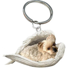 (Yorkshire Terrier 2) 2pcs Angel Sleeping Dog Acrylic Keychains Pendants Home Decoration Ornaments Stationery Gifts Y