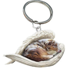 (AUSTRALIAN PASTOR) 2pcs Angel Sleeping Dog Acrylic Keychains Pendants Home Decoration Ornaments Stationery Gifts Y
