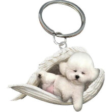 (bichon) 2pcs Angel Sleeping Dog Acrylic Keychains Pendants Home Decoration Ornaments Stationery Gifts Y