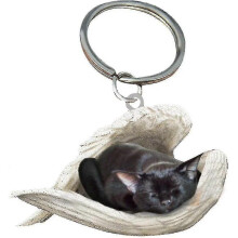 (Mumbai) 2pcs Angel Sleeping Dog Acrylic Keychains Pendants Home Decoration Ornaments Stationery Gifts Y