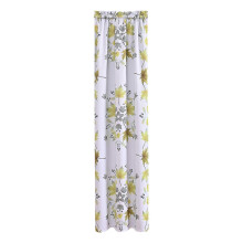 Window Curtain Breathable Privacy Protection Polyester Green Leaf Print Curtain Drape for Bedroom Q