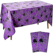 2pcs Halloween Tablecloth,130x220cm Halloween Spider Cobweb Tablecloth Rectangle Table Cover Halloween for Indoor Outdoor Halloween Party Decorat bd