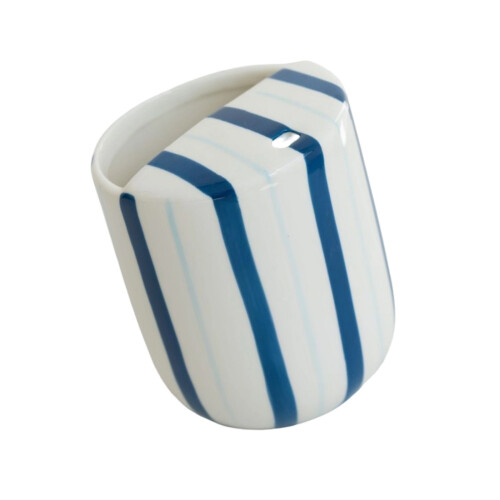 Heat Resistant Ceramic Mug Nonslip Handheld Cup-striped blue