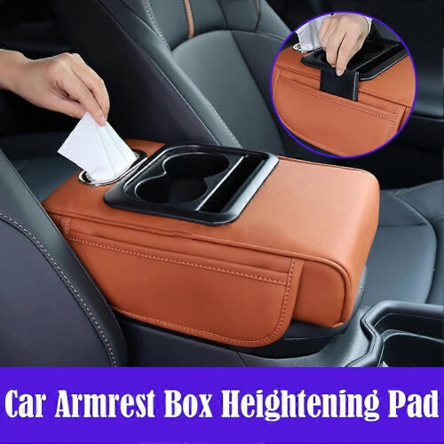 (Black) Car Center Console Armrest Pillow Auto Armrest Box Cushion Pad with Cup Holder 1