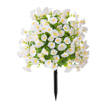 Artificial Morning Glory Plant with Ground Stake Weather-White