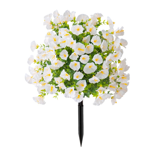 Artificial Morning Glory Plant with Ground Stake Weather-White