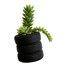 Fashion Resin Tire Flowerpot for Indoor Plant With Good Drainage