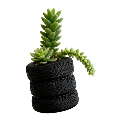 Small Desktop Tire Shape Planter Resin Texture Creative Desk