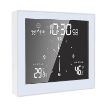 Touch Screen Clock, Battery Powerd Suction Cup Design Multifunctional Thermohygrometer Clock, for Office Home Timing Tell The Time(1pc, White, N cy