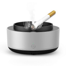 (Gray) Air Purifier Intelligent Ashtray Smokeless Ashtray For Workplace Car Outdoor A