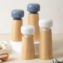 (14.5cm, White) 2024 - Salt And Pepper Mill Made Of Wood And Ceramic - Pepper Shaker Spice Mill Grinder With Adjusta