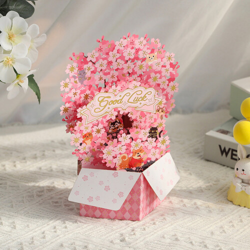 Delicate Handmade Cherries Blossoms Popup Card For Creative Gift 1