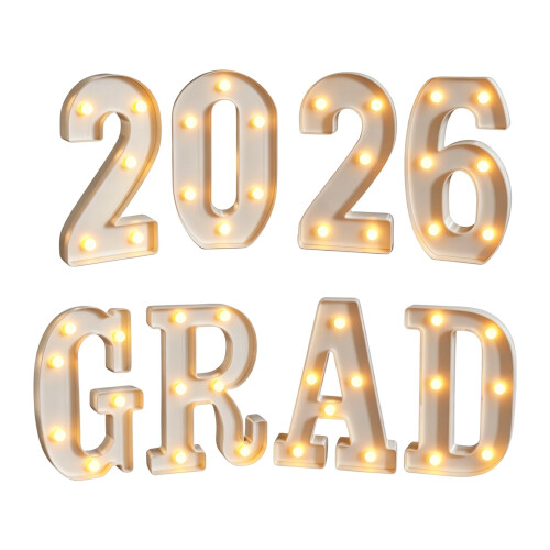 Class Of 2026 Celebration Decors 8 Count Light Up Plastic-White