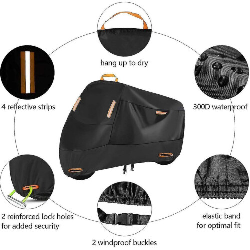 Waterproof Motorcycle Cover, Black, 200 * 90 * 100 Cm 1