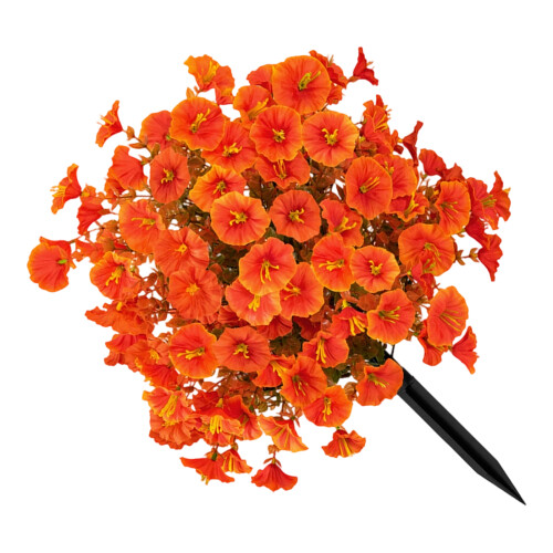 Realistic Morning Glory Flower Artificial Green Plant-Orange