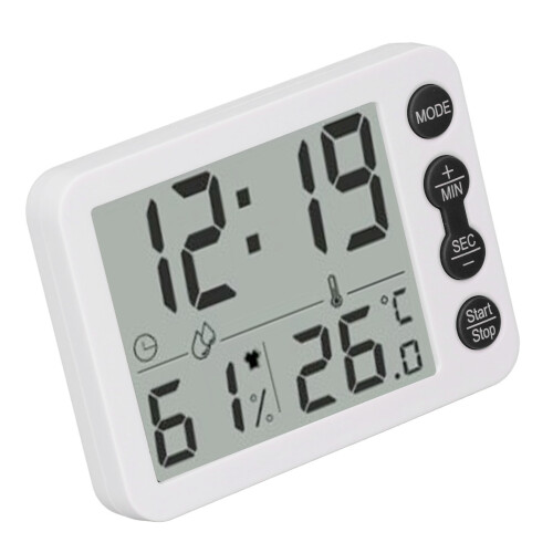 Digitale hygrometer/thermometer, wit, 9,4 x 6,8 cm 2