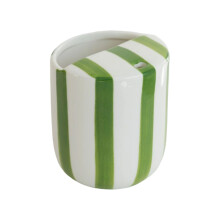 Artistieke keramische koffiekop met slokje,-gestreept groen