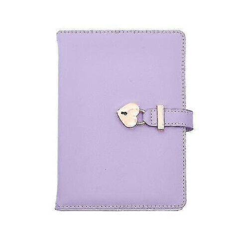 (A5 Purple) Notebook A5 Diary With Heart Lock Pu Leather Notebook School Supplies Lockable