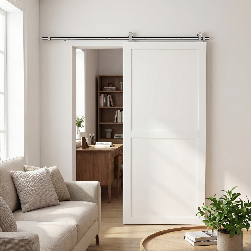 Homcom (S) Sliding Door Hardware Kit Smooth Quiet Sliver Tone