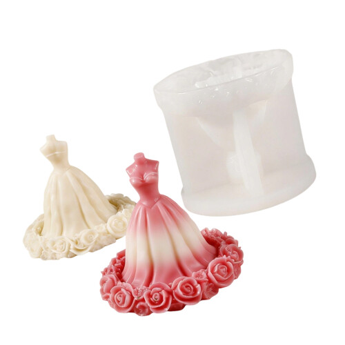 Moules à bougies en Silicone pour robe de princesse, de-B
