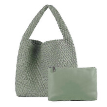 (Ailv) Leather Woven Bag For Women Fashion Shoulder Hobo Bags Tote Handbag Top Handle Bucket Bags