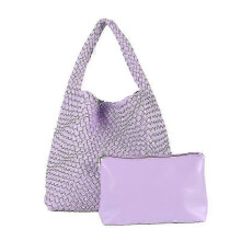 (purple) Leather Woven Bag For Women Fashion Shoulder Hobo Bags Tote Handbag Top Handle Bucket Bags