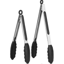 2-pack  Black Kitchen Tongs. 9 Inch  And 12 Inch  Silicone Bpa Free Non-stick Gift Y