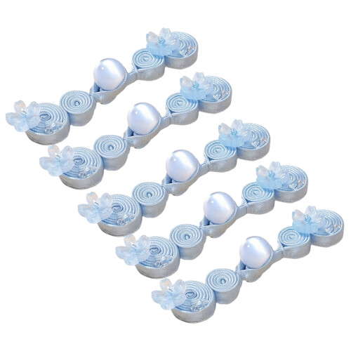 Practical Satins Button With Handmade Braids Detail-Light Blue