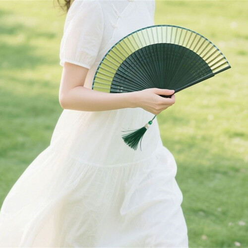 Handmade Silk Folding Fan Artistic Hand-Gradient light purpl 2