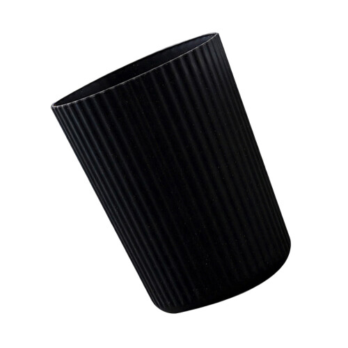Striped Pattern Plastic Garbage Can For Cabin Studio-Black