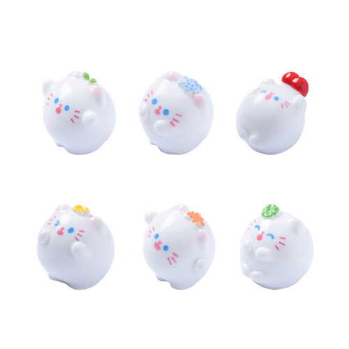 6 stuks hars katten beeldjes mini katten standbeelden