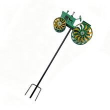 Green Tractor Windmill Stake With Rotatable Wheel Garden Wind