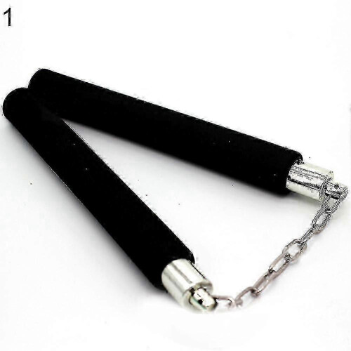 (Black) Sturdy Metal Chain Foam Nunchaku for Training